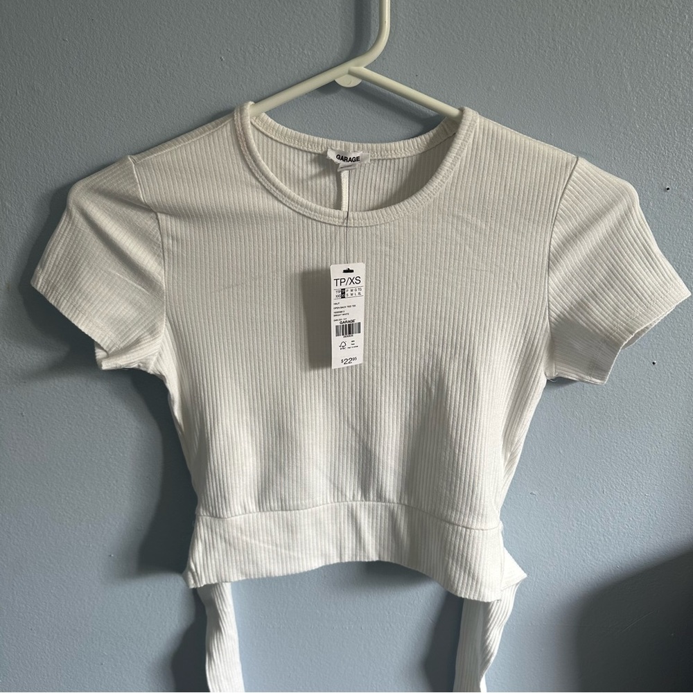 GARAGE | White Open Back Tied Tee